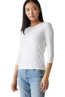 Michael Stars Dakota 3/4 Sleeve Tee in White