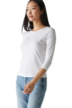 Michael Stars Dakota 3/4 Sleeve Tee in White