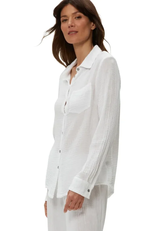 Michael Stars Ernie Button Down w/ Pocket in White