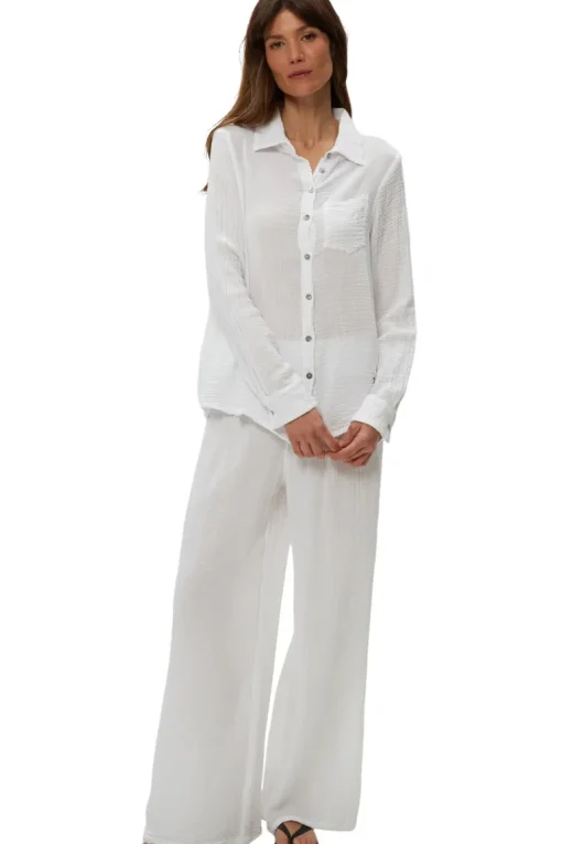 Michael Stars Ernie Button Down w/ Pocket in White