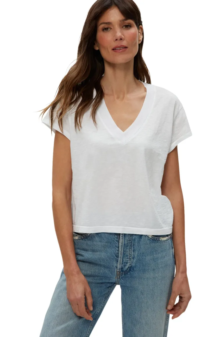 Michael Stars Harlan Cropped V-Neck Tee
