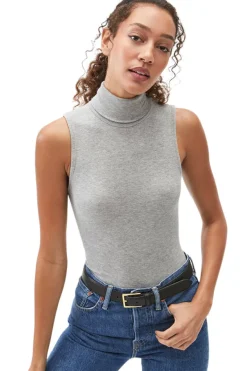 Michael Stars Hillary Turtleneck Shell in Heather Grey