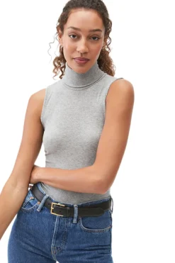 Michael Stars Hillary Turtleneck Shell in Heather Grey