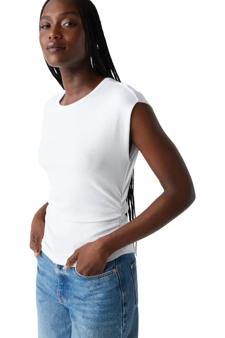 Michael Stars Joni Power Shoulder Tee in White