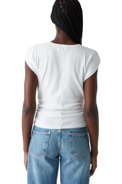 Michael Stars Joni Power Shoulder Tee in White