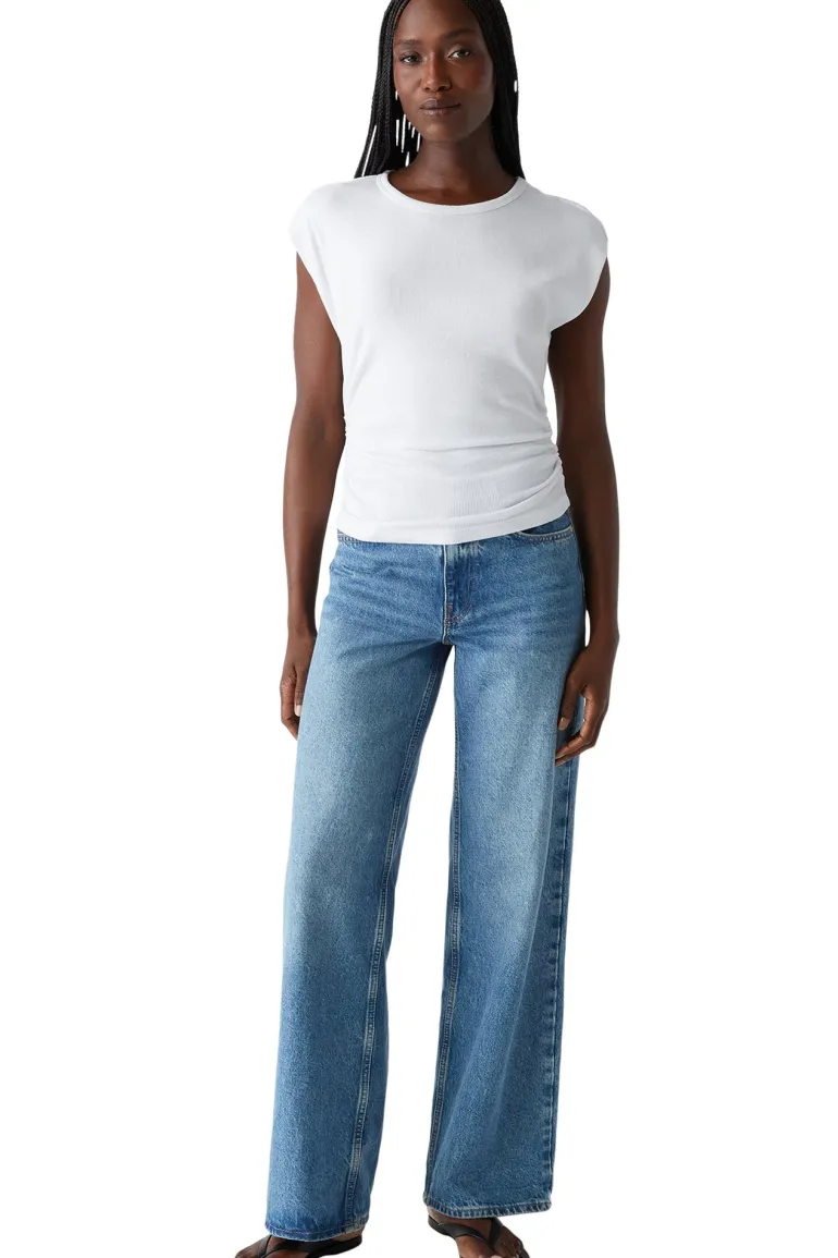 Michael Stars Joni Power Shoulder Tee in White