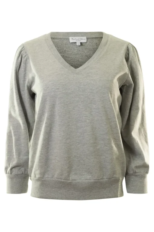 Michael Stars Kit V-neck Sweatshirt in Heather Grey