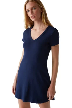 Michael Stars Liza V-neck Mini Swing Dress in Nocturnal