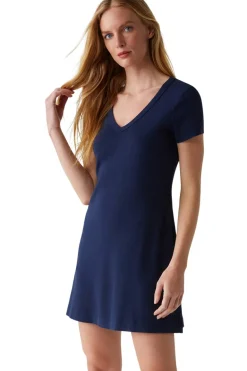 Michael Stars Liza V-neck Mini Swing Dress in Nocturnal