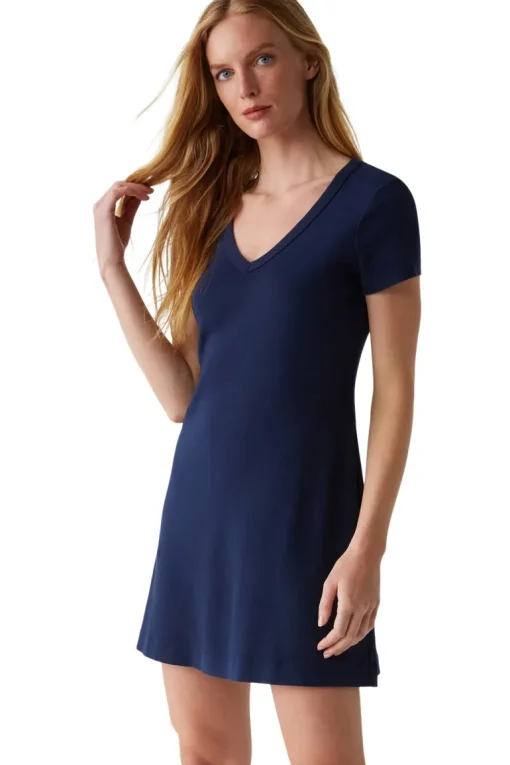 Michael Stars Liza V-neck Mini Swing Dress in Nocturnal