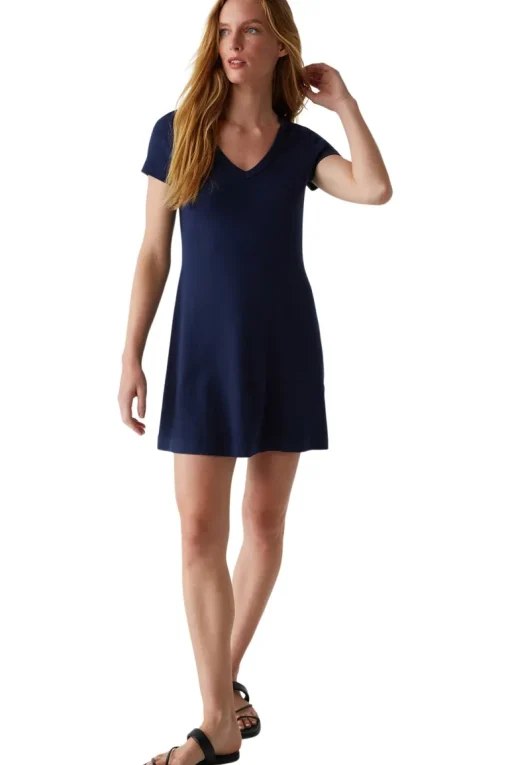Michael Stars Liza V-neck Mini Swing Dress in Nocturnal
