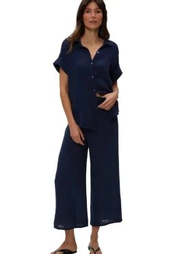 Michael Stars Medina Cropped Gauze Pants in Nocturnal