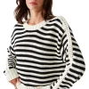 Michael Stars Merle Striped Sweater in Black
