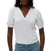 Michael Stars Quinn Puff Sleeve Ribbed Top in White