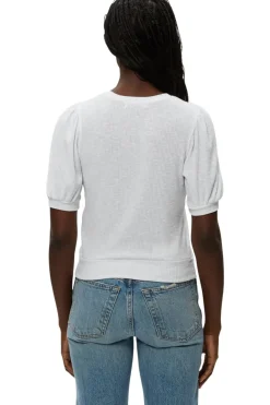 Michael Stars Quinn Puff Sleeve Ribbed Top in White