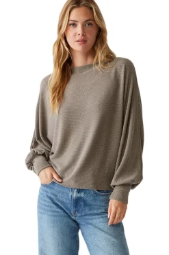 Michael Stars Roxy Balloon Sleeve Top in Cobblestone