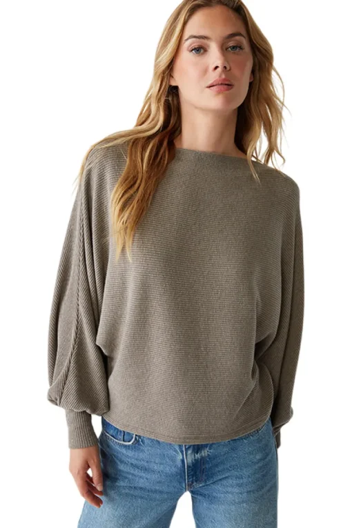 Michael Stars Roxy Balloon Sleeve Top in Cobblestone