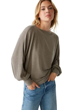 Michael Stars Roxy Balloon Sleeve Top in Cobblestone