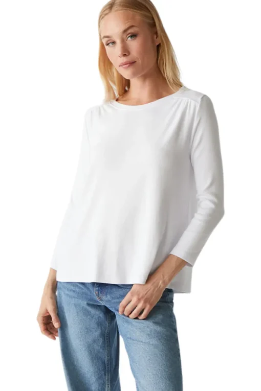 Michael Stars Shelby Ruched Shoulder T-shirt in White