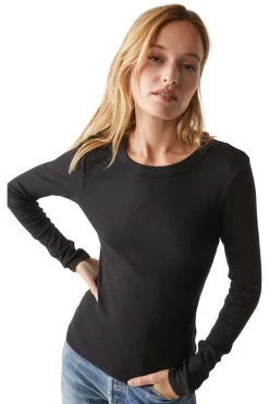 Michael Stars Zola Ribbed Tee in Black