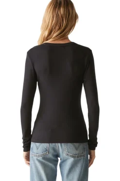 Michael Stars Zola Ribbed Tee in Black