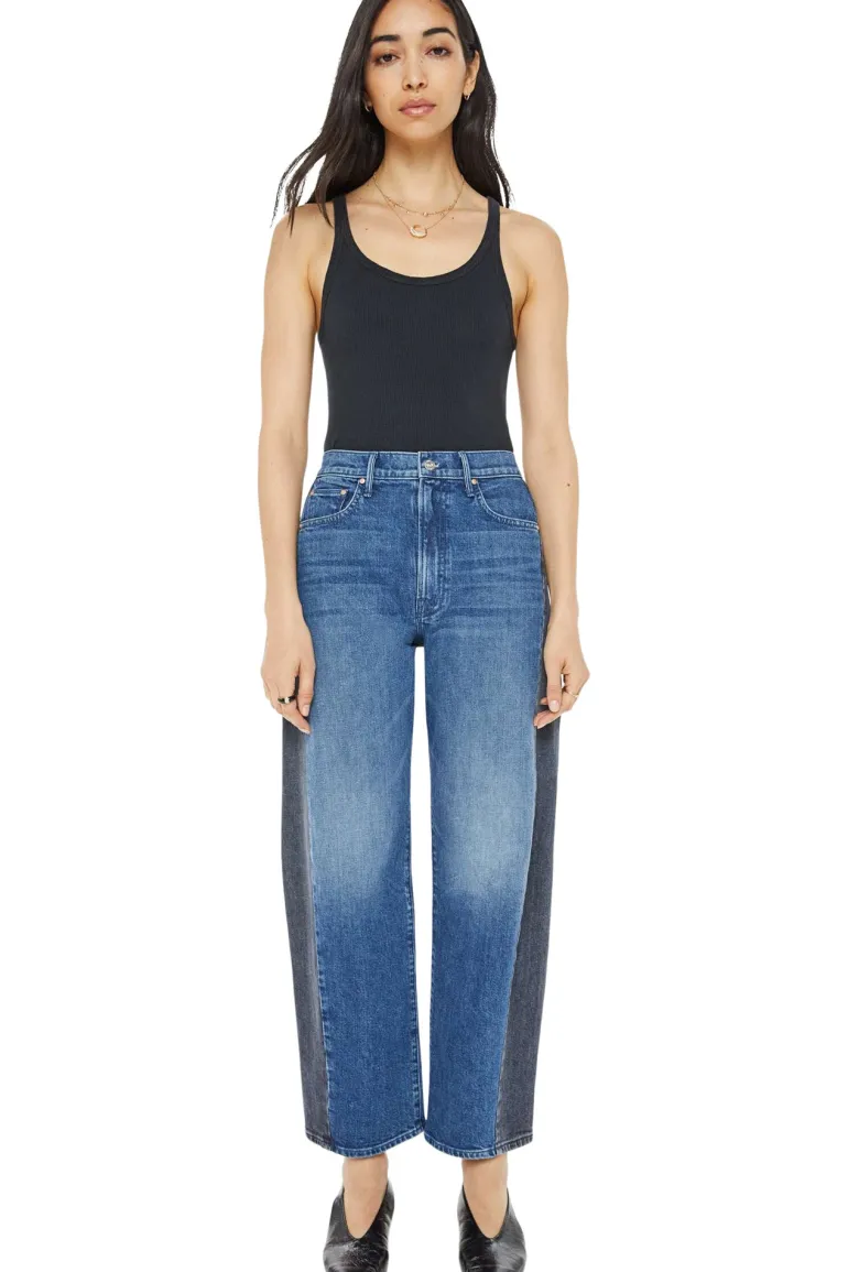 MOTHER Denim Half Pipe Flood in Black and Blue