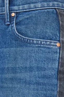 MOTHER Denim Half Pipe Flood in Black and Blue