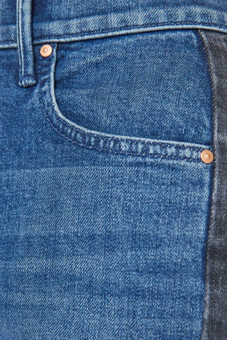 MOTHER Denim Half Pipe Flood in Black and Blue