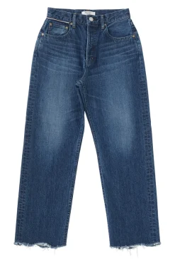 Moussy Denim Corcoran Wide Straight Leg Jeans in Dark Blue