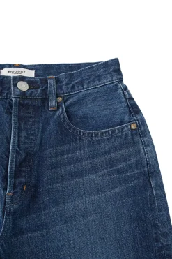 Moussy Denim Corcoran Wide Straight Leg Jeans in Dark Blue