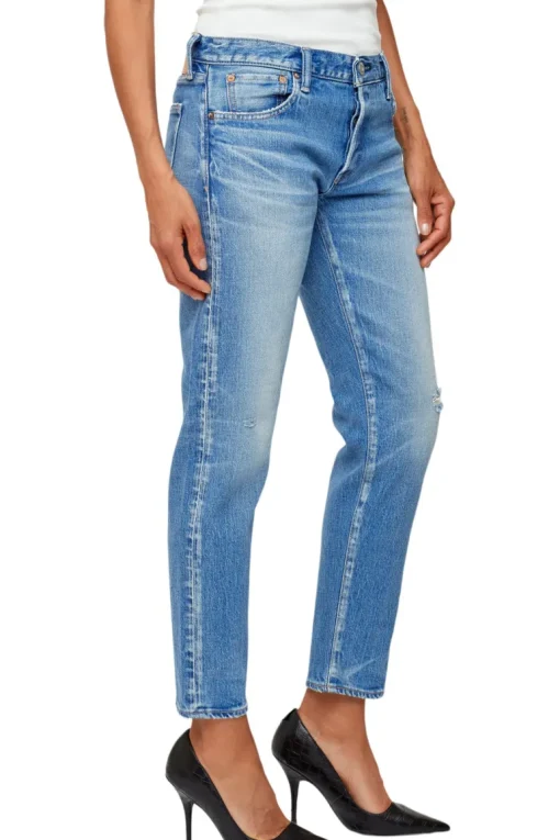 Moussy Denim Kendall Tapered Jeans in Light Blue