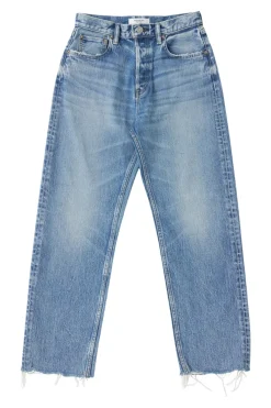 Moussy Denim Mabel Wide Straight Cropped Jeans in Blue