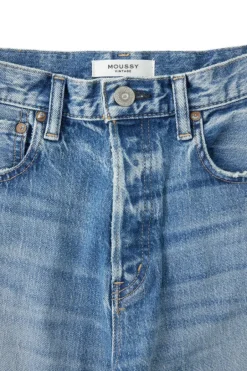 Moussy Denim Mabel Wide Straight Cropped Jeans in Blue