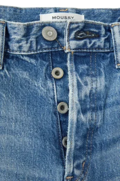 Moussy Denim Mabel Wide Straight Cropped Jeans in Blue