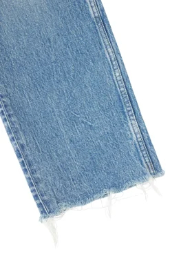 Moussy Denim Mabel Wide Straight Cropped Jeans in Blue