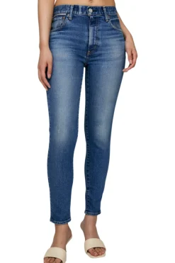 Moussy Denim Rhett Skinny High Rise Jeans in Dark Blue