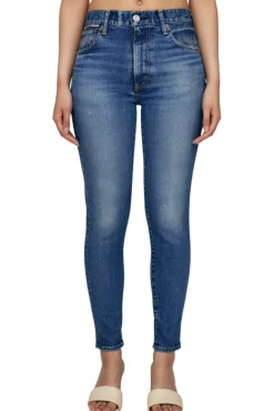 Moussy Denim Rhett Skinny High Rise Jeans in Dark Blue