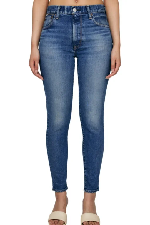 Moussy Denim Rhett Skinny High Rise Jeans in Dark Blue