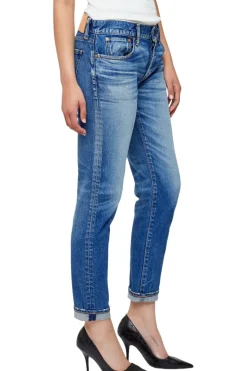 Moussy Denim Saddlebrook Tapered Jeans in Blue
