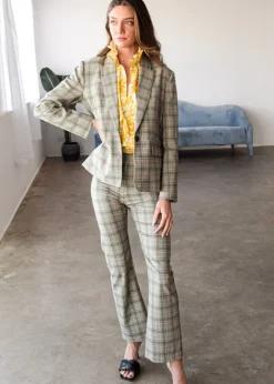 Never A Wallflower One Button Jacket in Stretch Plaid