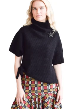 Never A Wallflower Seeing Stars Sweater Black with Black Stars