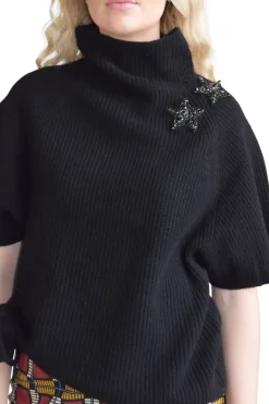 Never A Wallflower Seeing Stars Sweater Black with Black Stars