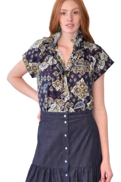 Never A Wallflower Vicki Button Down Top in Paisley