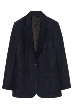 Nili Lotan Brittan Jacket in Midnight Pinstripes