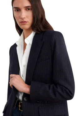 Nili Lotan Brittan Jacket in Midnight Pinstripes
