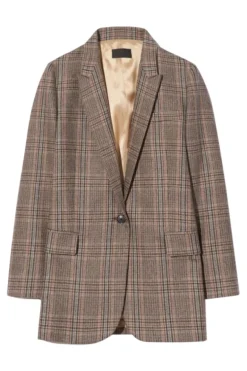 Nili Lotan Diane Blazer in Sand Plaid