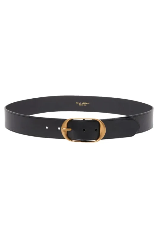 Nili Lotan Nili's Belt in Black with Antique Brass