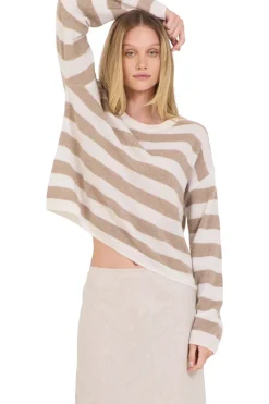 One Grey Day Cashmere Bocy Pullover in Ivory Combo