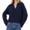 One Grey Day Malin Cashmere Polo Sweater in Navy