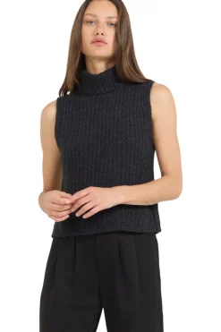 One Grey Day Polly Cashmere Vest in Charcoal